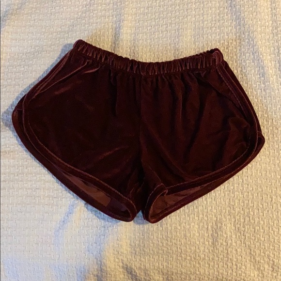 Brandy Melville Pants - ♥️BRANDY MELVILLE DEEP BURGUNDY VELVET SHORTS